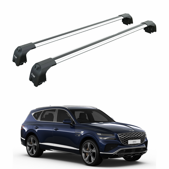 For Genesis GV80 2022-2025 Roof Rack Cross Bars Flush Rail Alu Silver