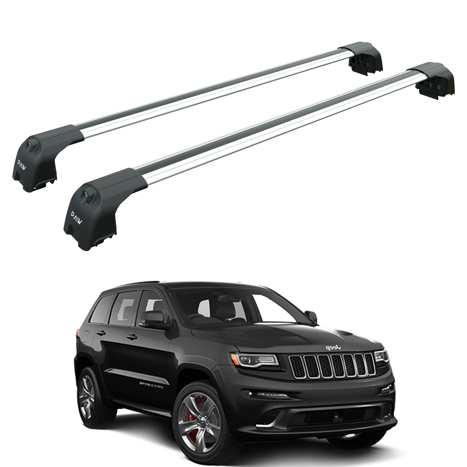 Für Jeep Grand Cherokee WK2 SRT-8 / Blackhawk 2011–2020 Dachträgersystem, Aluminium-Querstange, Metallhalterung, abschließbar, Silber