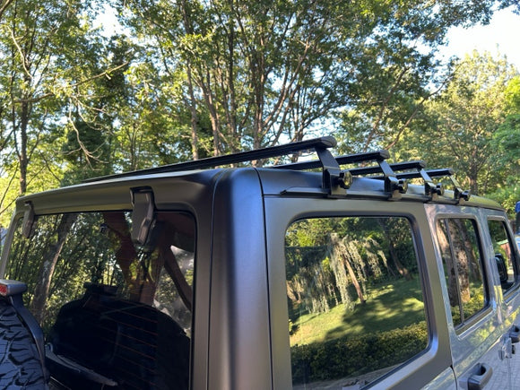 For Jeep Wrangler JK 2007-2018 Roof Rack Cross Bars Metal Bracket Rain Gutters Black
