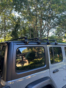 Für JEEP Wrangler JL 2018-Up Dachträgersystem, Aluminium-Querstange, Metallhalterung, abschließbar, mit schwarzen Regenrinnen-5