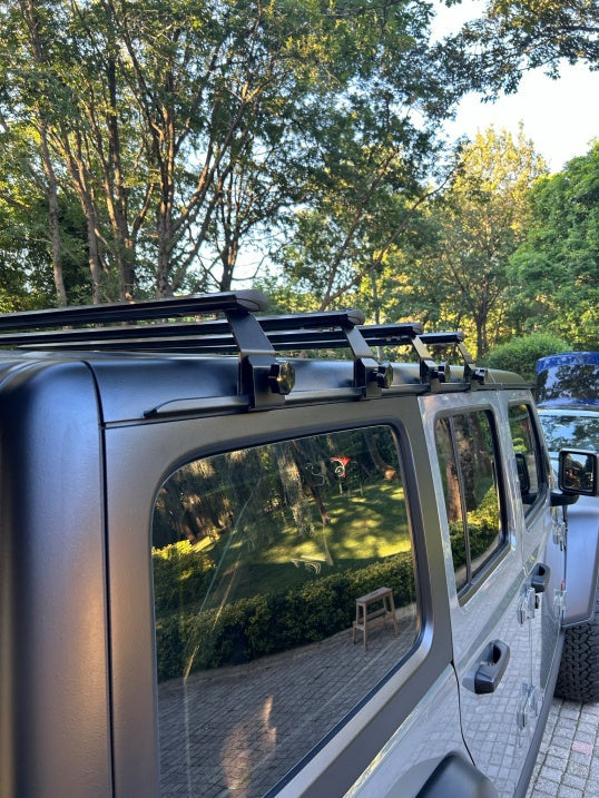 For Jeep Wrangler JL 2018-Up Roof Rack Cross Bars Metal Bracket Rain Gutters Silver