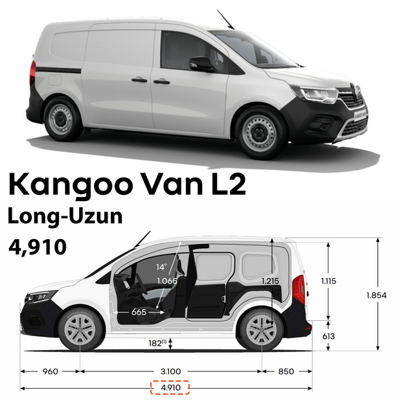 For Renault Kangoo Lwb 2021-2025 Long Roof Side Rails, Plus Black