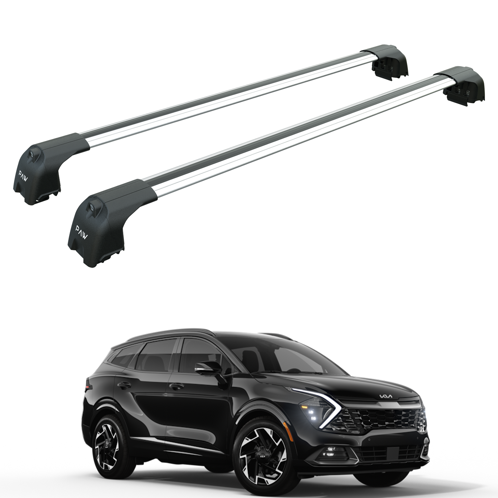 Für Kia Sportage (SX/SX Prestige) 2022-Up Dachträgersystem, Aluminium-Querstange, Metallhalterung, abschließbar, Silber
