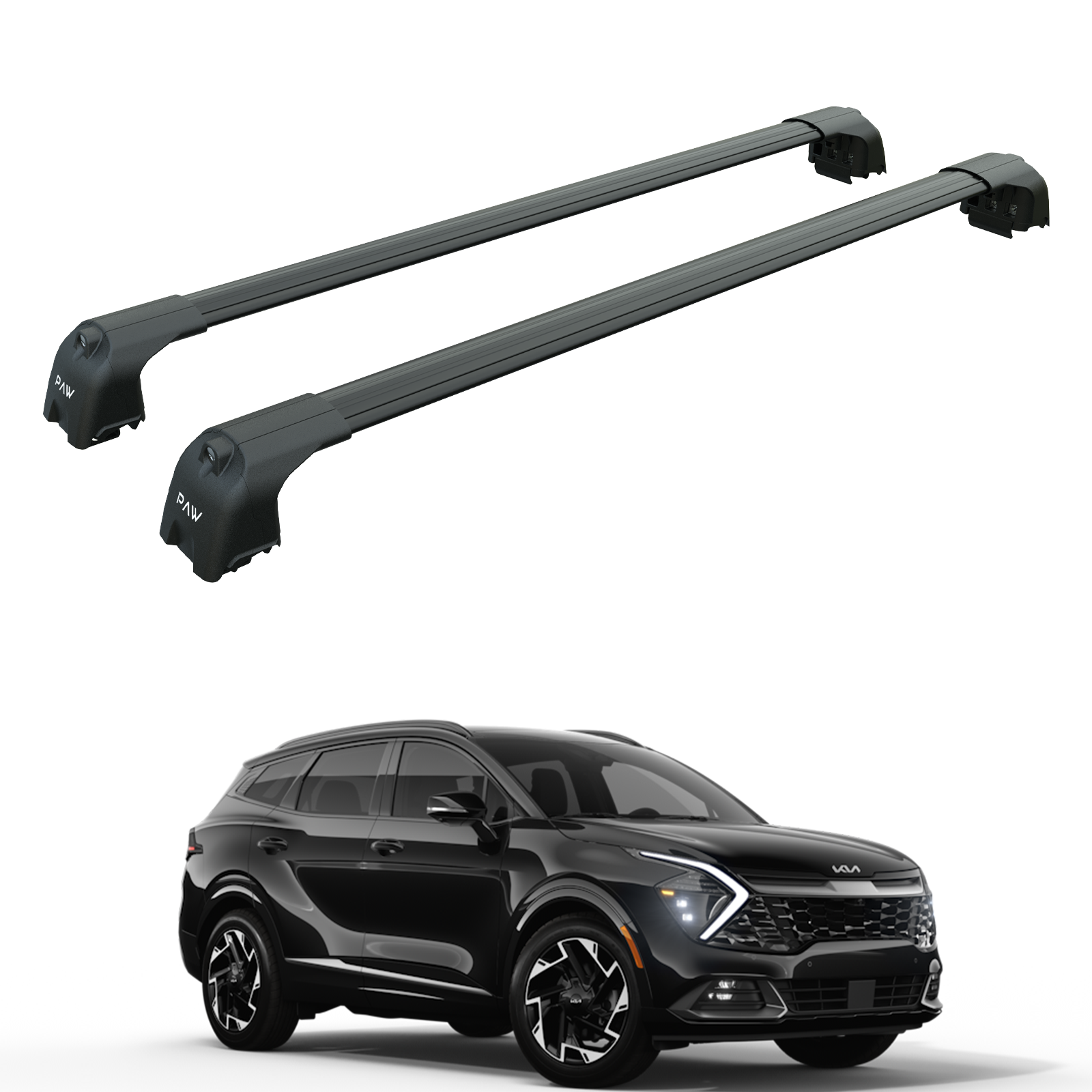 Für Kia Sportage (SX/SX Prestige) 2022-Up Dachträgersystem, Aluminium-Querstange, Metallhalterung, abschließbar, Schwarz