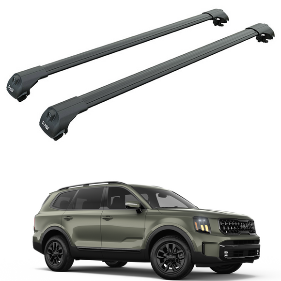 Roof Racks for Kia Telluride Roof Rack Cross Bars Raised Rail, Pro 1 Black