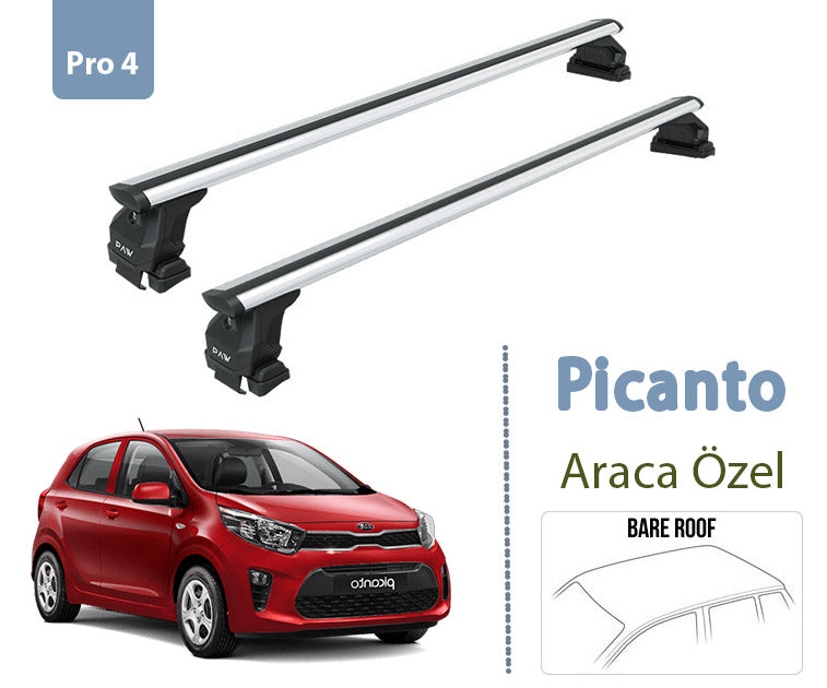 For Kia Picanto 2017-Up Roof Rack Cross Bars Normal Roof Alu Silver