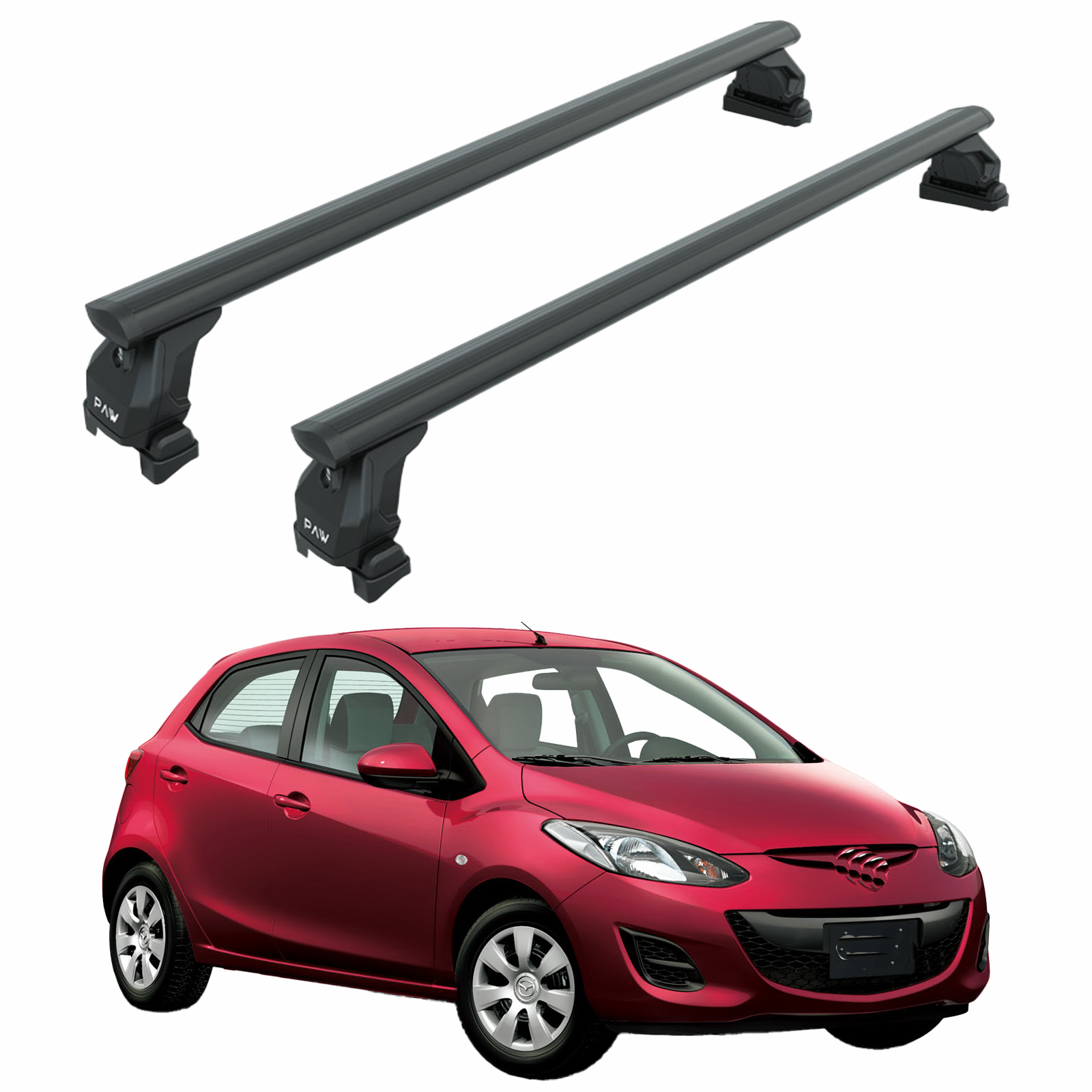 Für Mazda 2 Series 2007–2015, Dachträgersystem, Träger, Querträger, Aluminium, abschließbar, hochwertige Metallhalterung, schwarz