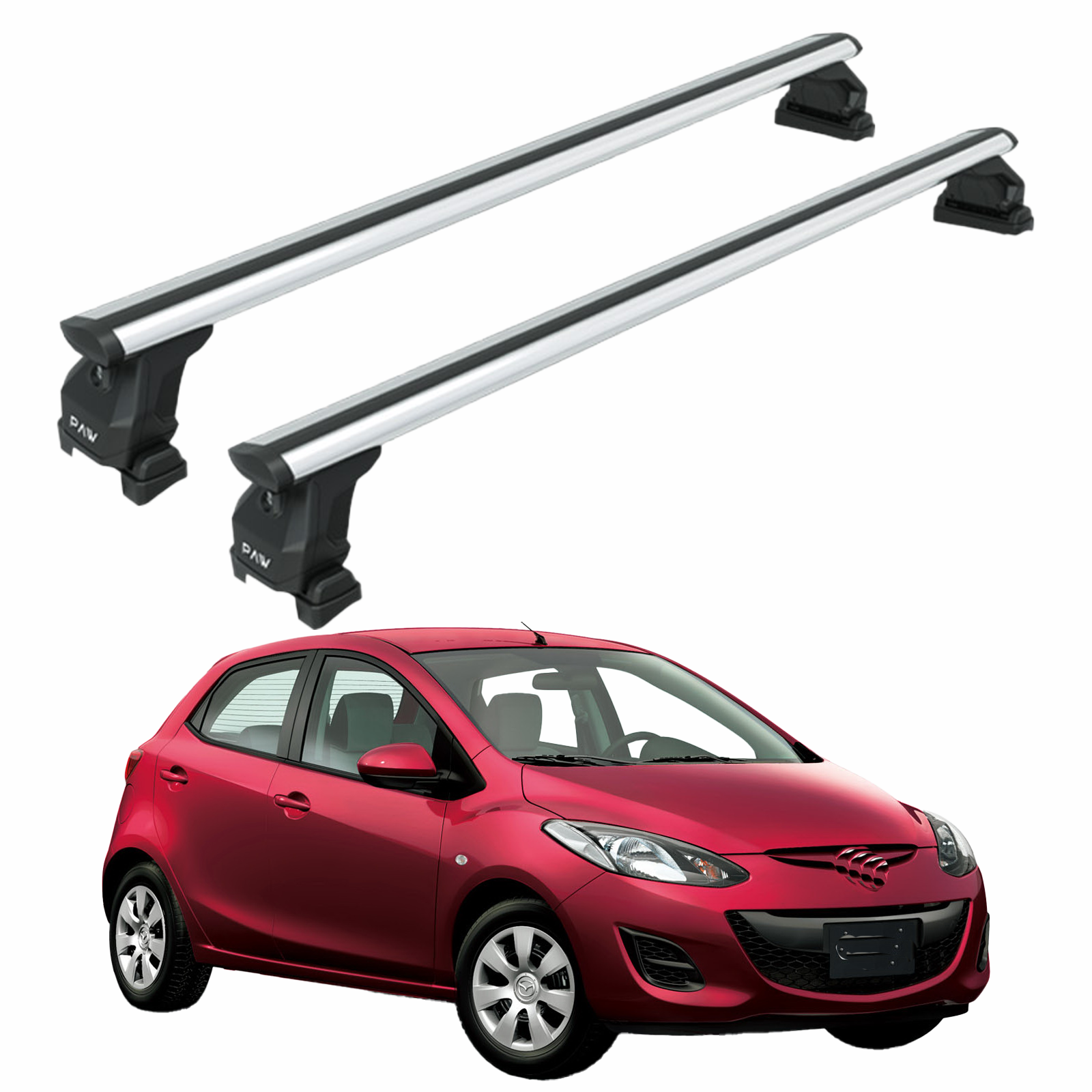 For Mazda 2 Series 2007-2015 Roof Rack Cross Bars Fix Point Silver