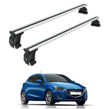 Für Mazda 2 Series 2007–2015, Dachträgersystem, Träger, Querträger, Aluminium, abschließbar, hochwertige Metallhalterung, Silber