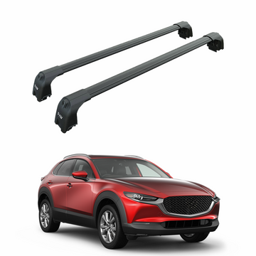 Für Mazda CX 30 2020-Up, Dachträgersystem, Träger, Querträger, Aluminium, abschließbar, hochwertige Metallhalterung, Schwarz