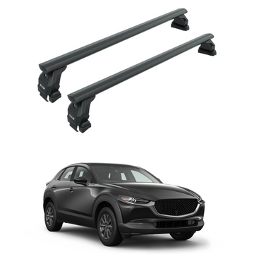 Für Mazda CX 30 2020-Up, Dachträgersystem, Träger, Querträger, Aluminium, abschließbar, hochwertige Metallhalterung, Schwarz