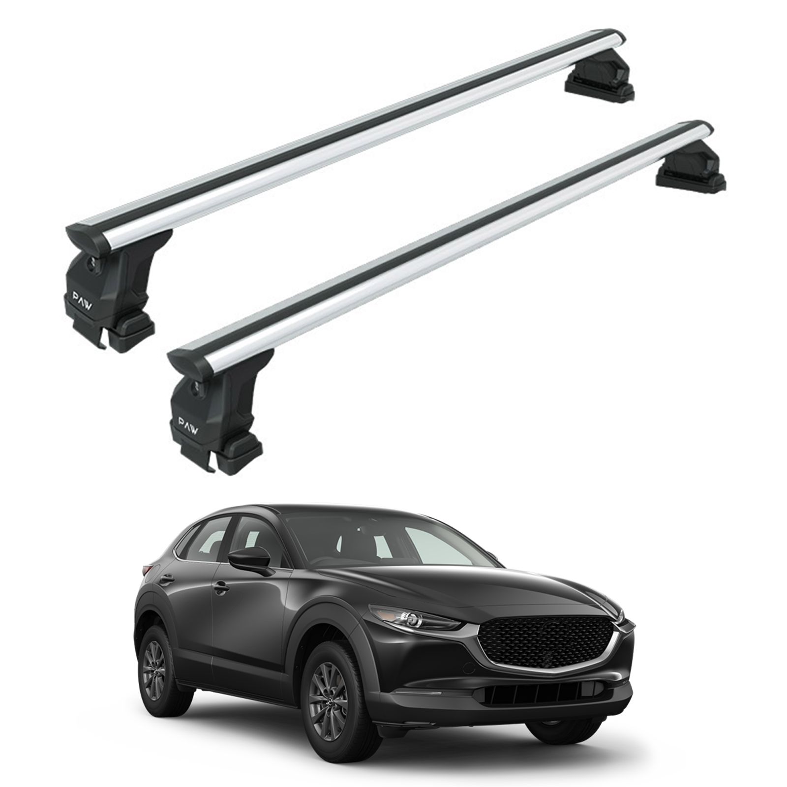 For Mazda CX 30 2020-2025 Roof Rack Cross Bars Fix Point Alu Silver