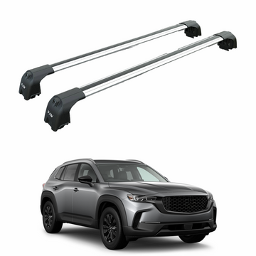 Für Mazda CX 50 2023-Up Dachträgersystem Träger Querstangen Aluminium abschließbar Hochwertige Metallhalterung Silber