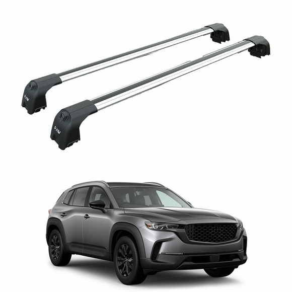 Für Mazda CX 50 2023-Up Dachträgersystem Träger Querstangen Aluminium abschließbar Hochwertige Metallhalterung Silber