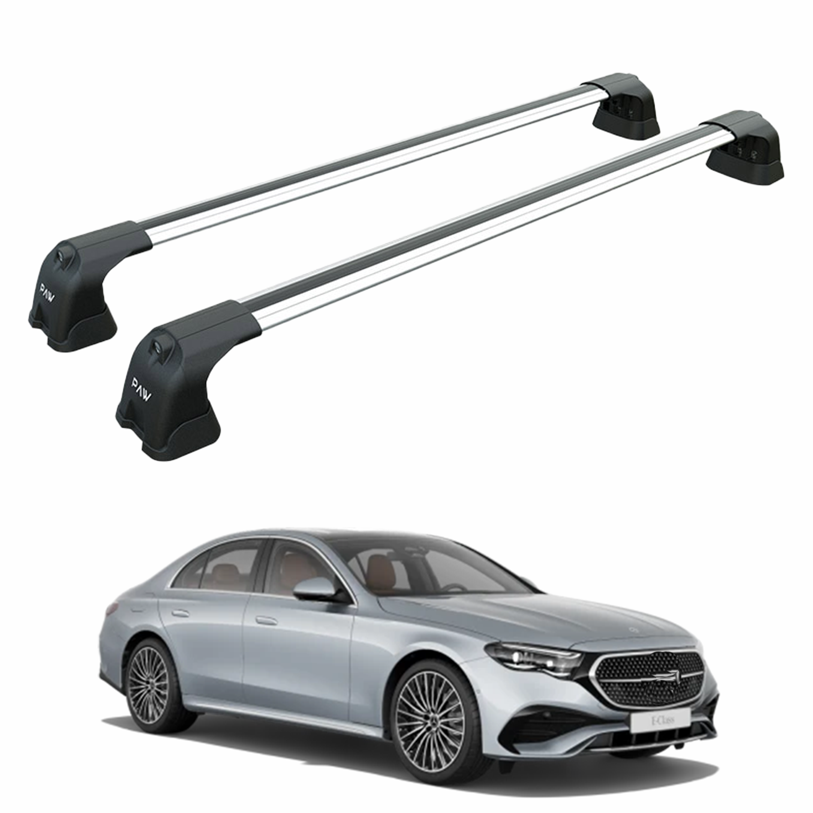 For Mercedes E Sedan W214 2024-Up Roof Rack Cross Bars Fix Point Alu Silver