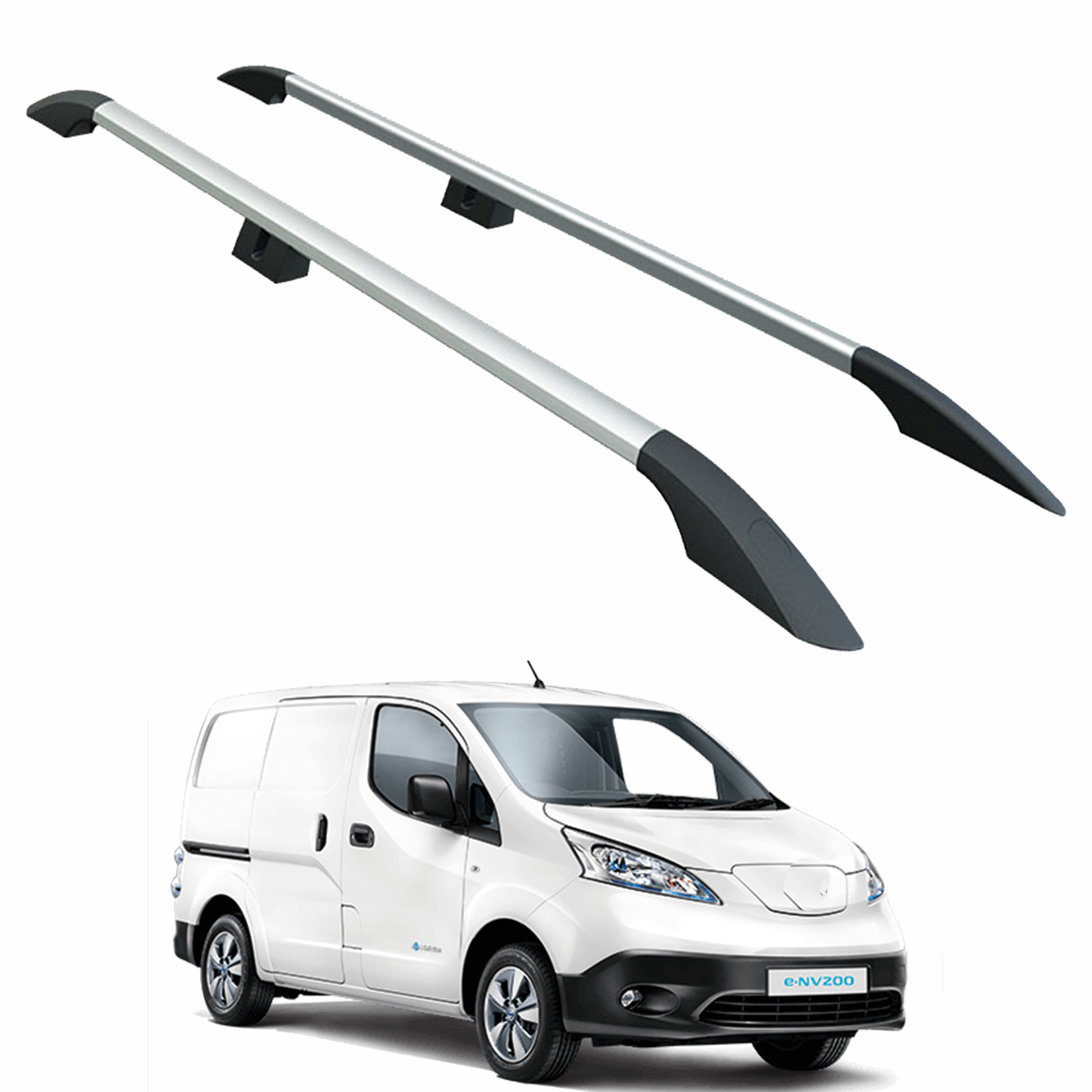 For Nissan E NV200 Aluminium Roof Side Rails Plus 2014- Up Silver