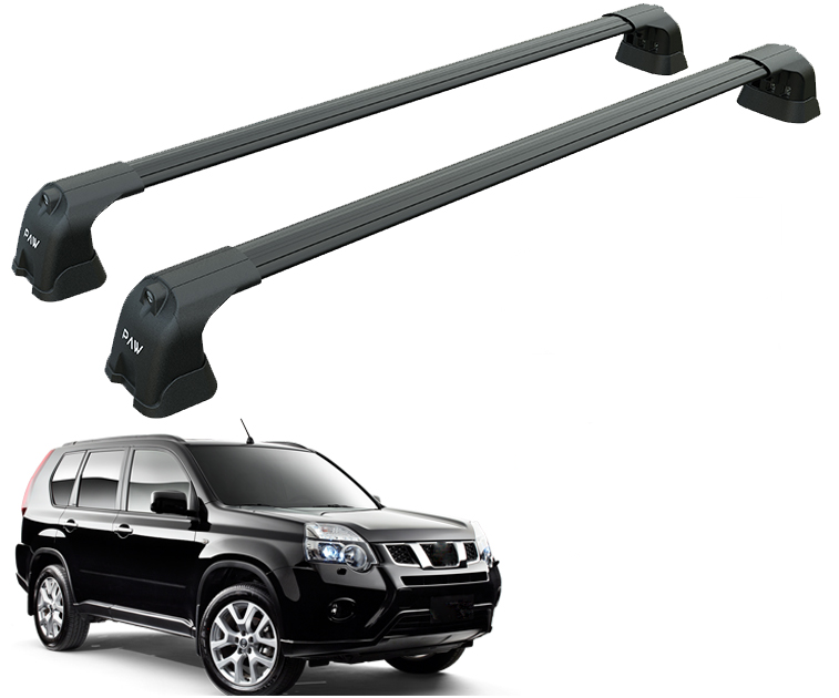 For Nissan X-Trail T31 2007-2014 Roof Rack Cross Bars Flush Rail Alu Black