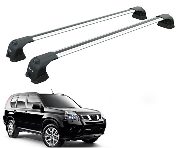 For Nissan X-Trail T31 2007-2014 Roof Rack Cross Bars Flush Rail Alu Silver