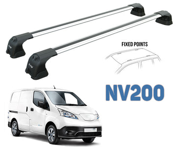 For Nissan NV200 2009-2021 2Qty Roof Rack Cross Bars Fix Point Alu Black - 0