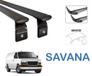 For GMC Savana 2000-2021 Roof Rack Cross Bars Metal Bracket Rain Gutters Alu Silver-2