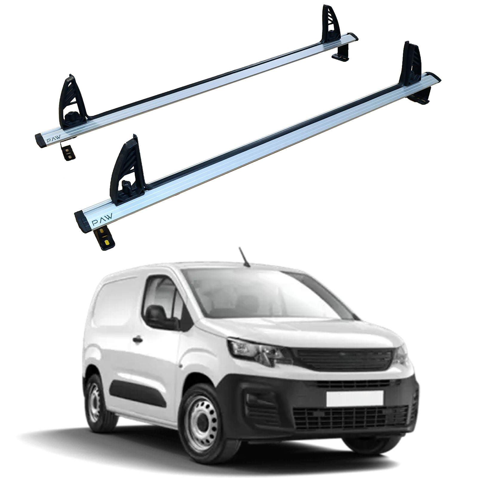 For Peugeot Partner Roof Racks Cross Bars Carrier Alu 2018- Up 3 Qty Black