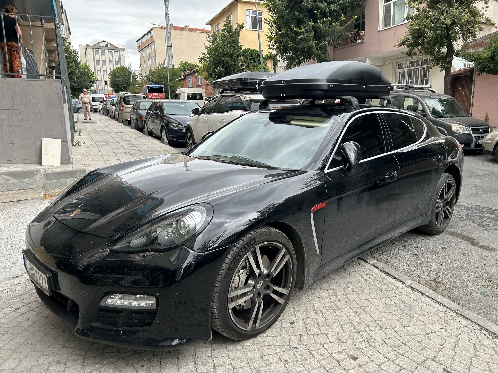 For Porsche Panamera Roof Rack Cross Bars Fix Point Alu Silver 2009-16