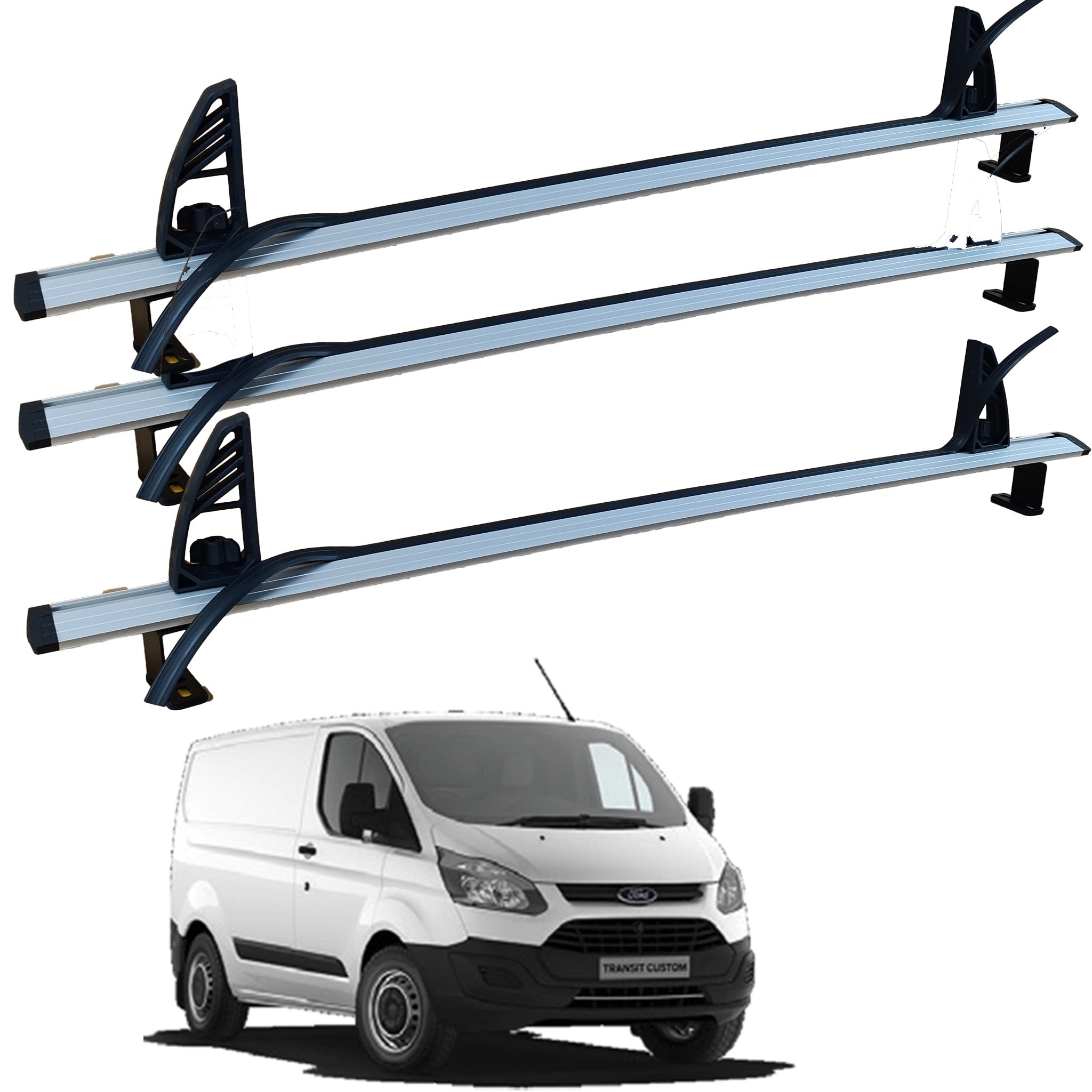 For Ford Transit Custom 2013-2023 Ladder Roof Racks Cross Bars Carrier Alu 3 Qty