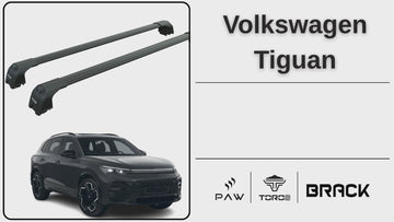 For Volkswagen Tiguan (2024-2026) Roof Rack Cross Bar Raised Rails, Black - 0