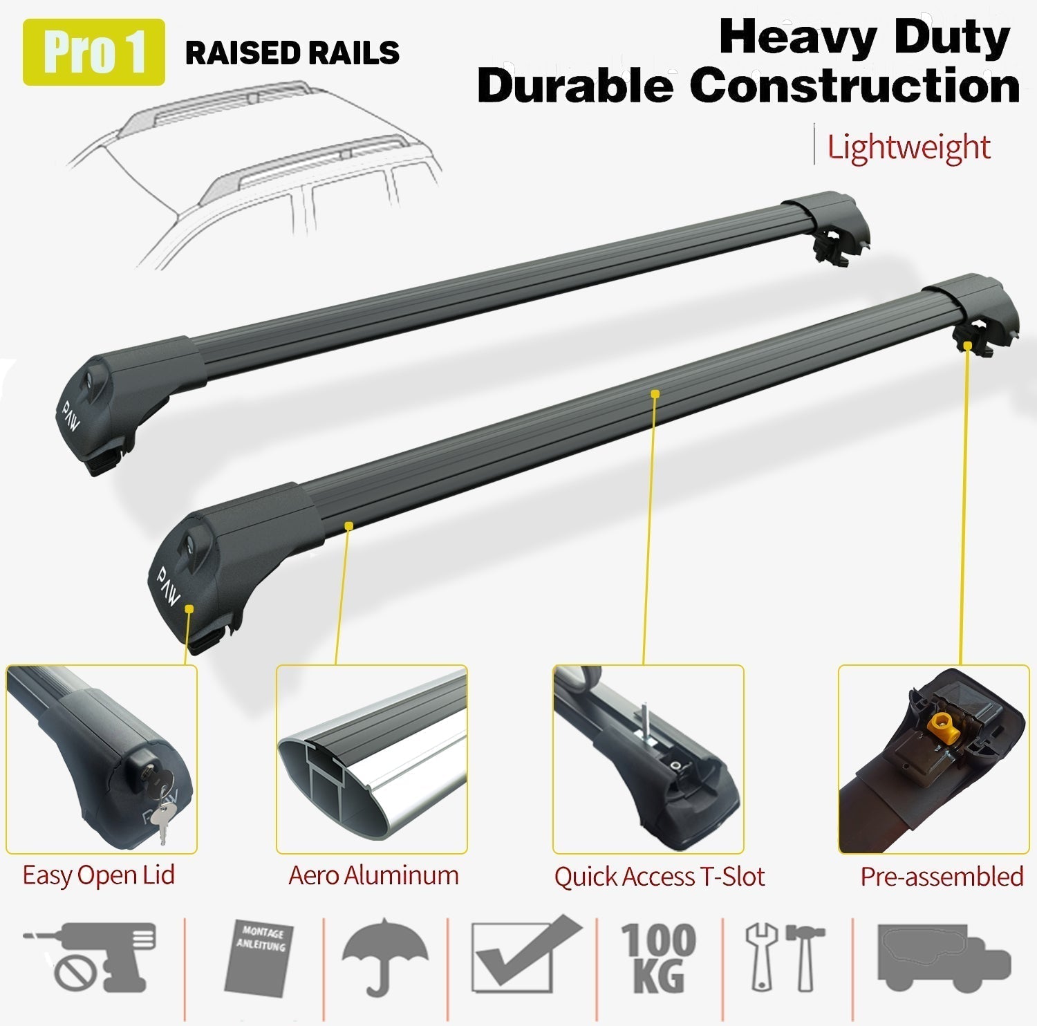 For Vauxhall Frontera 1992-1998 Roof Rack System Carrier Cross Bars Aluminum Lockable High Quality of Metal Bracket Black