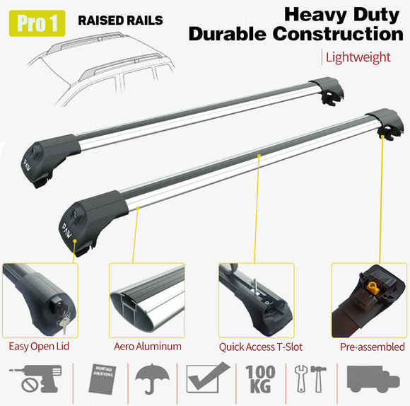 For Volkswagen ID. Buzz LWB L2 Roof Side Rails and Roof Rack Cross Bars Silver
