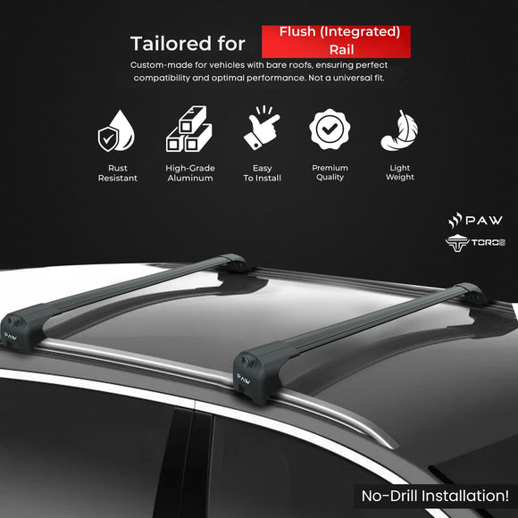For Volkswagen Golf Alltrack (2014-2020) Roof Rack Cross Bar Flush Rail Black