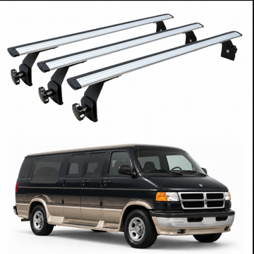 For Dodge Ram Van (B-Series) 1998-2003 Roof Rack Cross Bars (3QTY) Rain Gutter, Silver