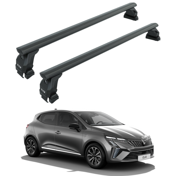 For Renault Clio 5 2019-2025 Hatcback Roof Rack System Carrier Cross Bars Aluminum Black
