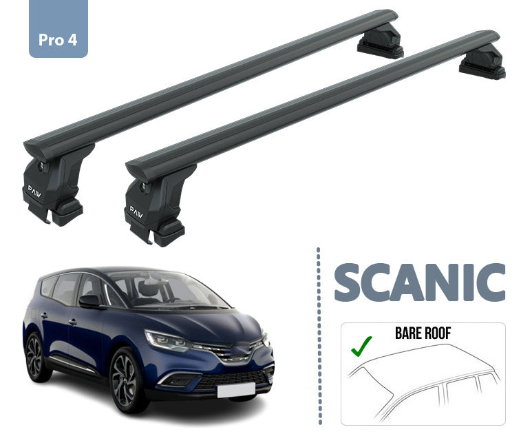 For Renault Scanic Roof Rack System Carrier Cross Bars Aluminum Lockable High Quality of Metal Bracket Black
