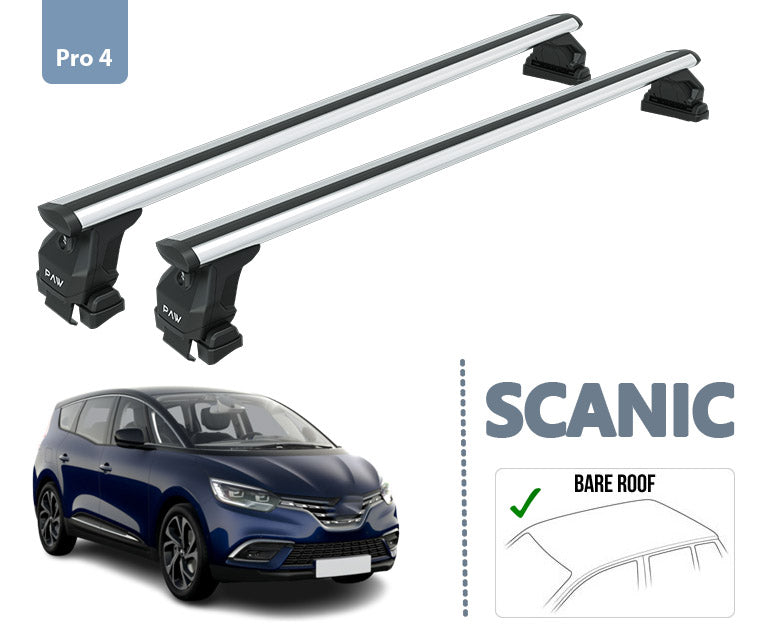 For Renault Scanic Roof Rack System Carrier Cross Bars Aluminum Lockable High Quality of Metal Bracket Silver