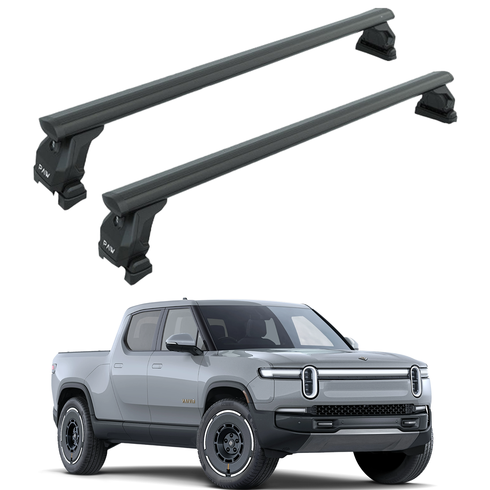 For Rivian R1T 2022-Up Roof Rack Cross Bars Fix Point Pro 6 Alu Black