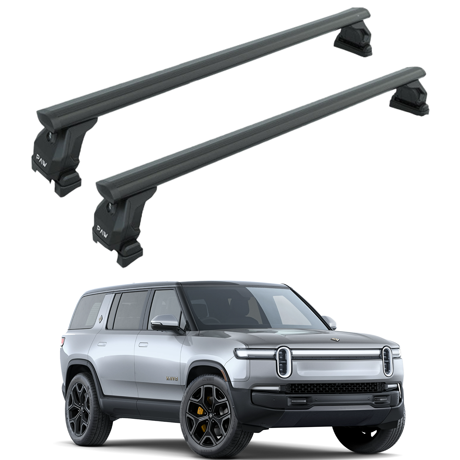 For Rivian R1S Roof Rack Cross Bars Fix Point Alu 2022-UP Black