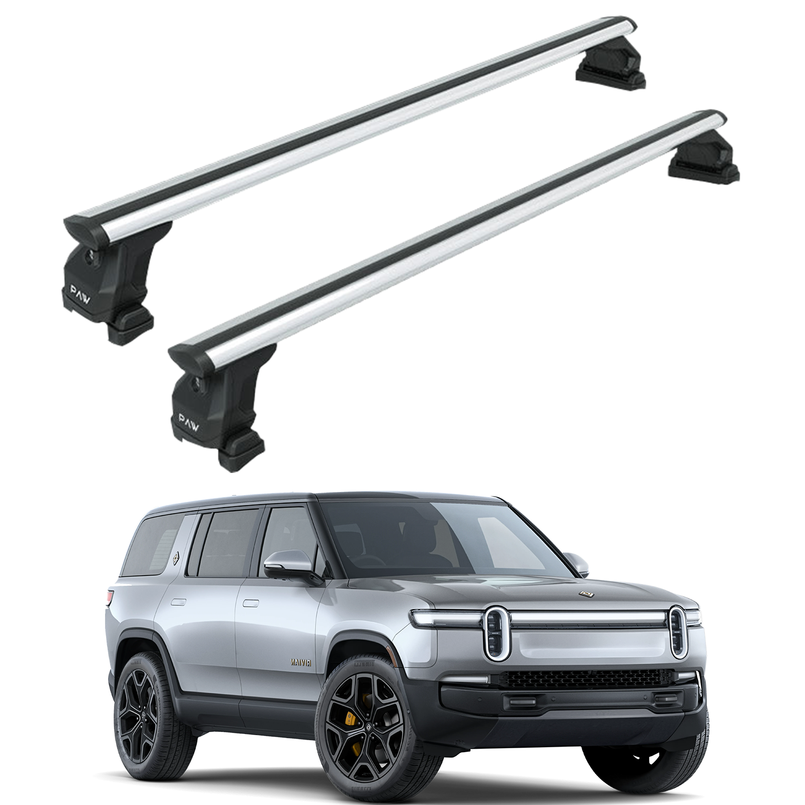 For Rivian R1S 2022-UP Roof Rack Cross Bars Metal Bracket Fix Point Pro 6 Alu Silver