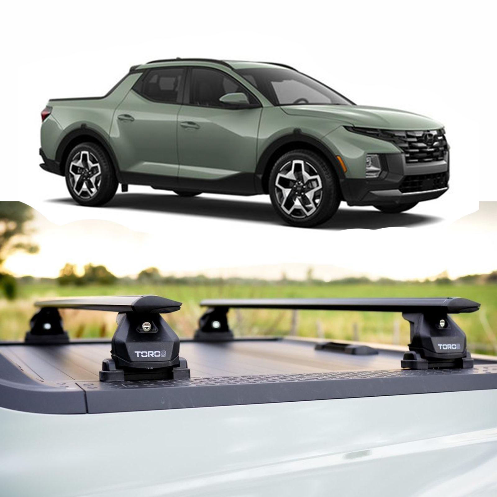 For Hyundai Santa Cruz Bed Rack Cross Bars Roof Rack Black