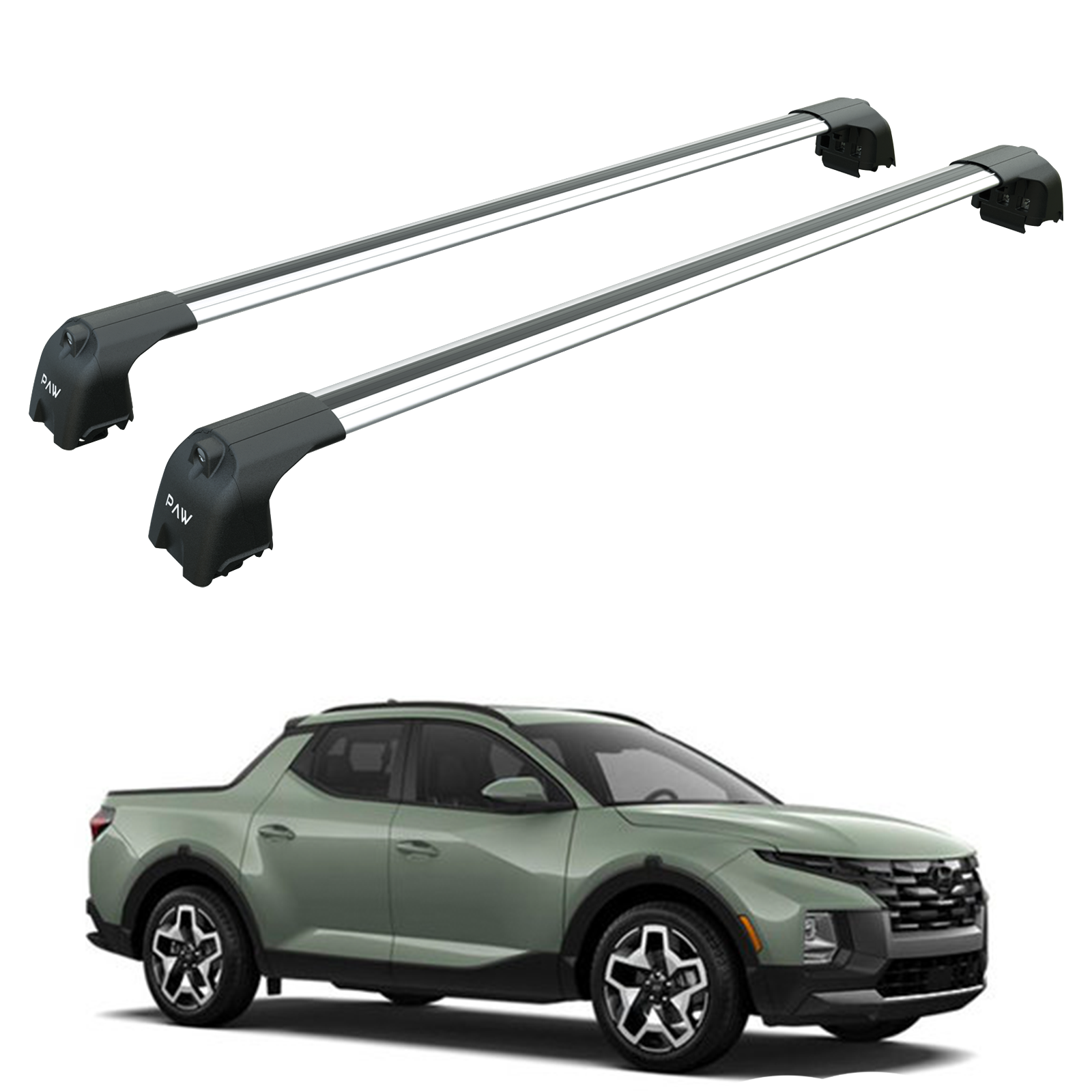 Für Hyundai Santa Cruz 2022-Up Dachträgersystem, Aluminium-Querstange, Metallhalterung, abschließbar, Silber