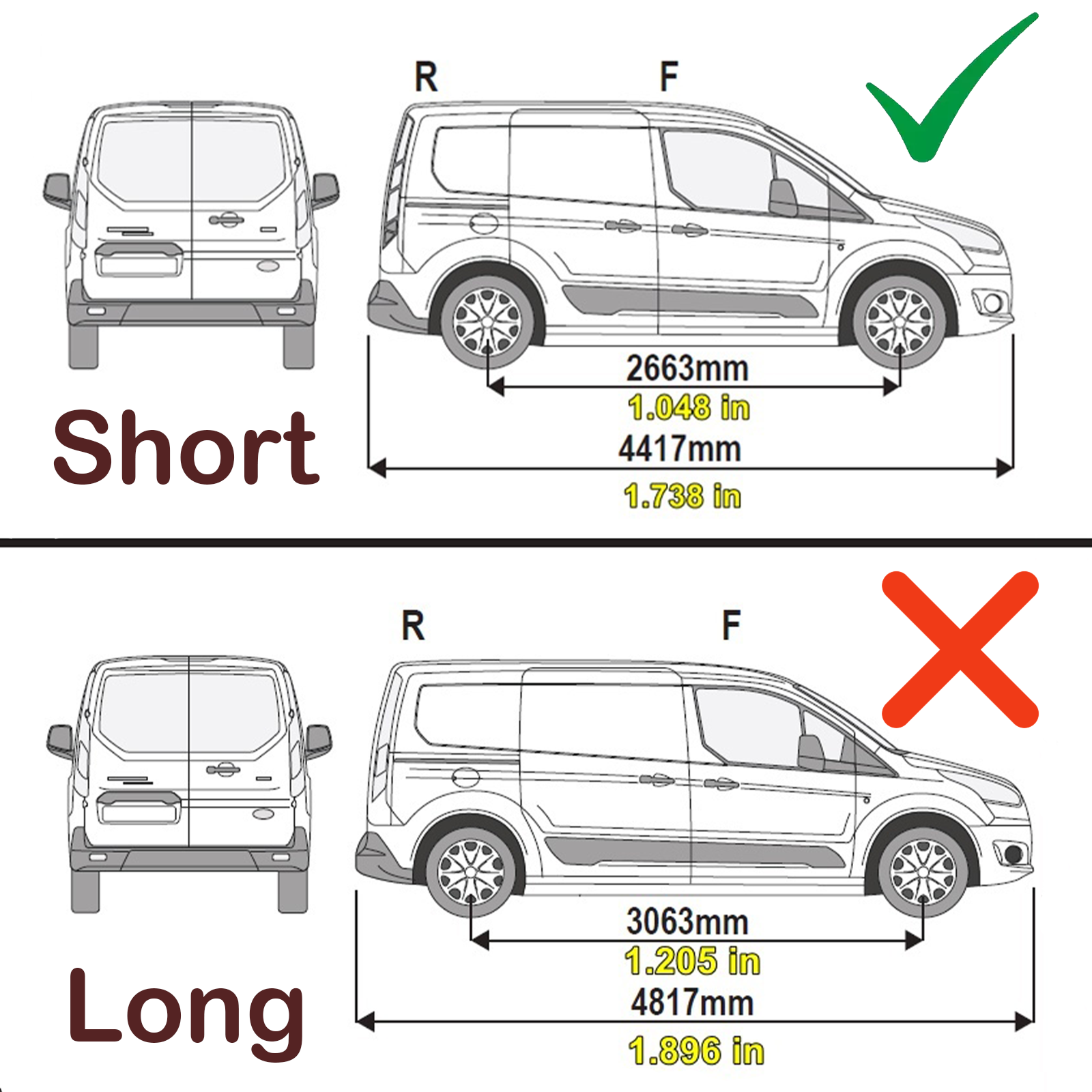 For Ford Transit Connect SWB Van Aluminum Roof Rails and Cross Bars Black 2014- Up