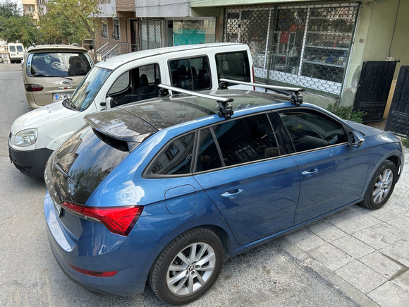 Für Skoda Scala 2019-Up Dachträgersystem Träger Querstangen Aluminium abschließbar Hochwertige Metallhalterung Silber 