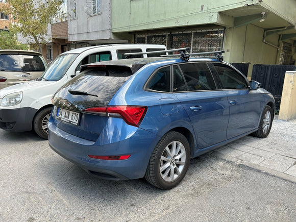 Für Skoda Scala 2019-Up Dachträgersystem Träger Querstangen Aluminium abschließbar Hochwertige Metallhalterung Schwarz