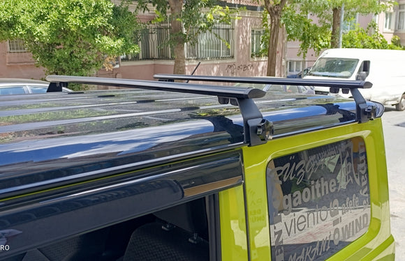 Für Suzuki Jimny 3 2019-Up Dachträgersystem Träger Querstangen Aluminium abschließbar Hochwertige Metallhalterung mit Regenrinnen Silber