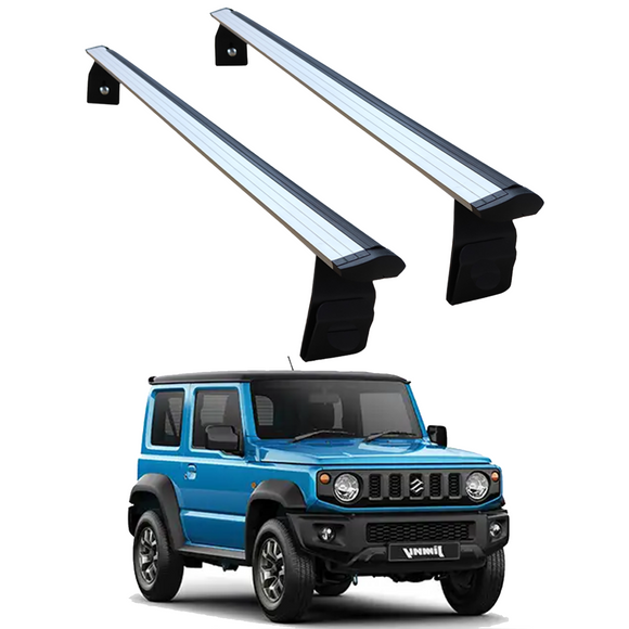Für Suzuki Jimny 3 2019-Up Dachträgersystem Träger Querstangen Aluminium abschließbar Hochwertige Metallhalterung mit Regenrinnen Silber
