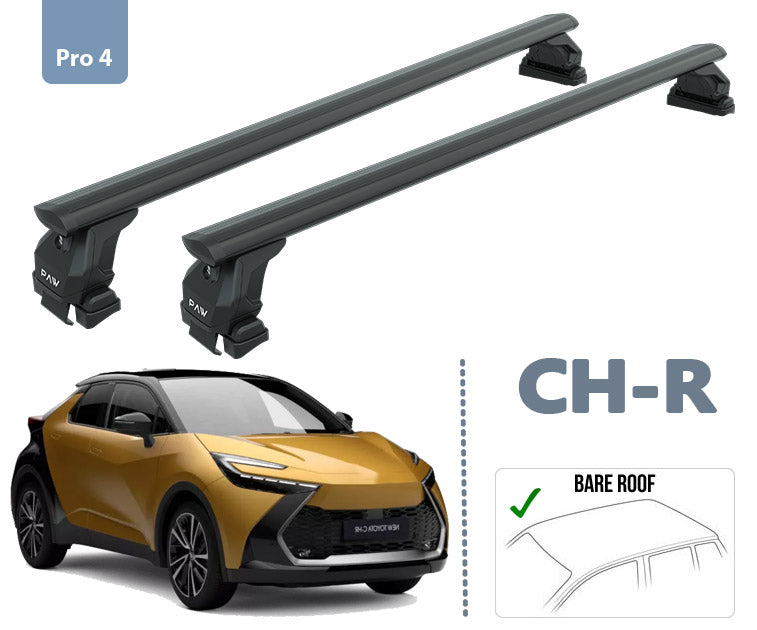Für Toyota CH-R 2023-Up Dachträger Querträger Metallhalterung Normales Dach Alu Schwarz - 0