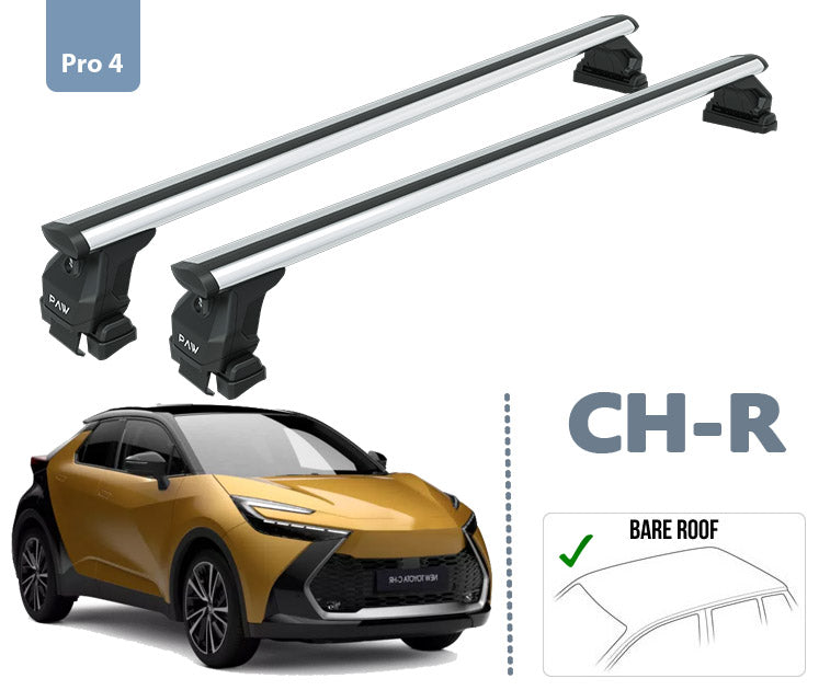 Für Toyota CH-R 2023-Up Dachträger Querträger Metallhalterung Normales Dach Alu Silber - 0