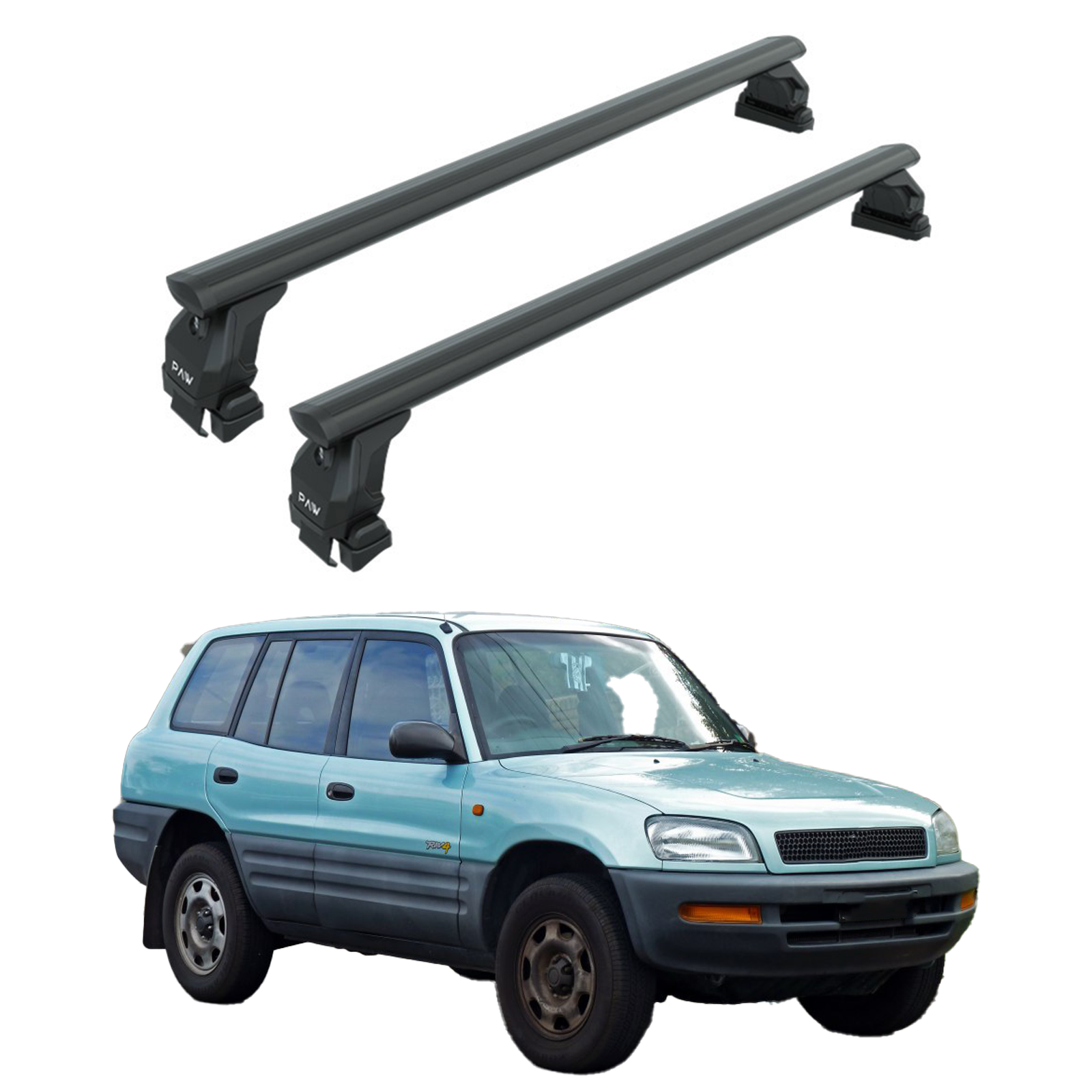 Für Toyota Rav 4 1994–2006 Dachträger, Querträger, Metallhalterung, Fixpunkt, Alu, Schwarz