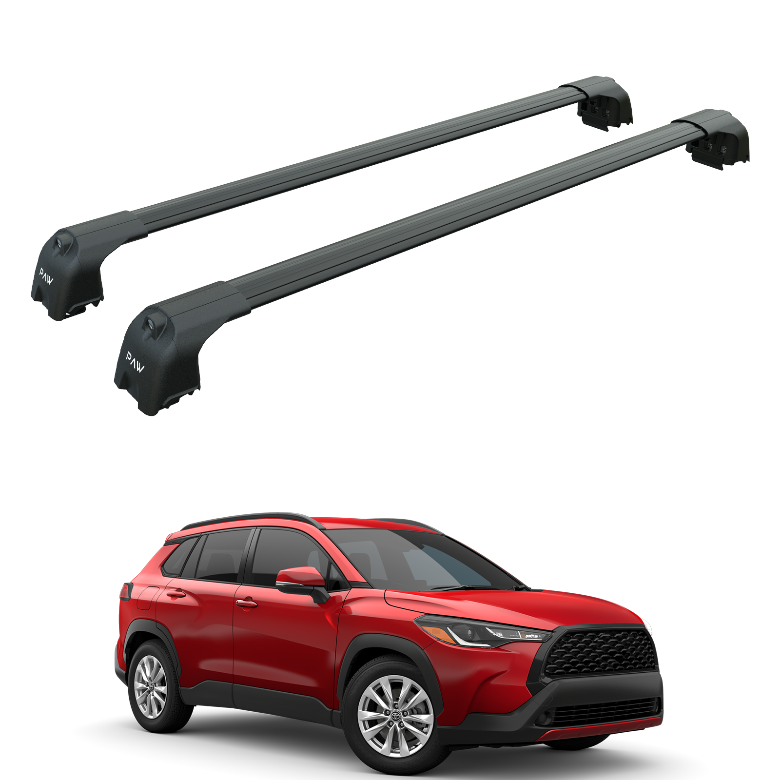 Für Toyota Corolla Cross 2022-Up Dachträger Querträger Metallhalterung Flush Rail Alu Schwarz