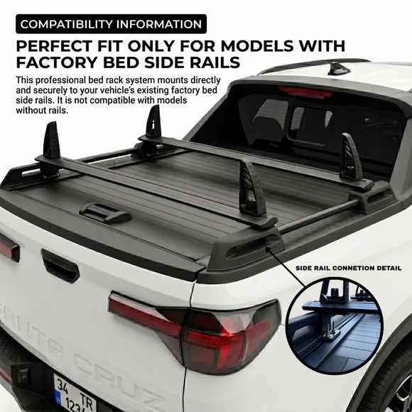 Kompatibel mit Hyundai Santa Cruz Truck Bed Rack Black Color